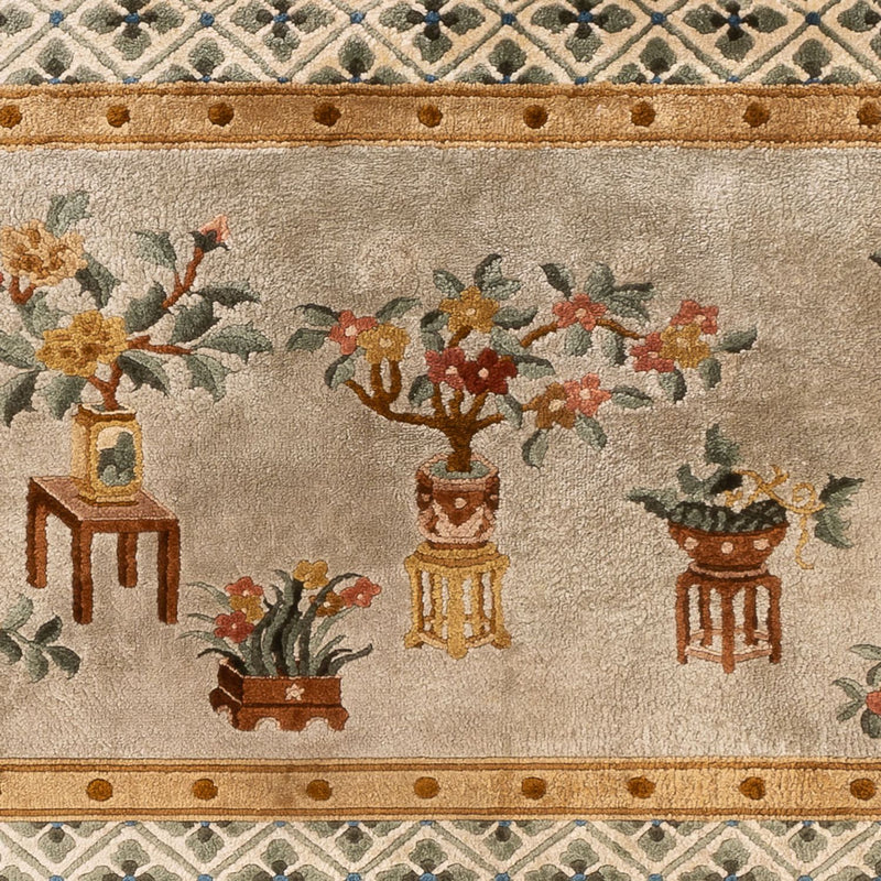 Alfombra de seda - Seda china - 154 x 93 cm - beige oscuro