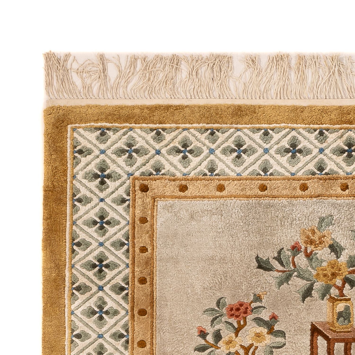 Alfombra de seda - Seda china - 154 x 93 cm - beige oscuro