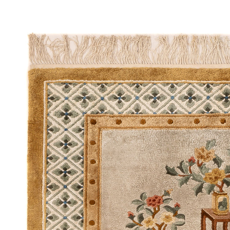 Alfombra de seda - Seda china - 154 x 93 cm - beige oscuro