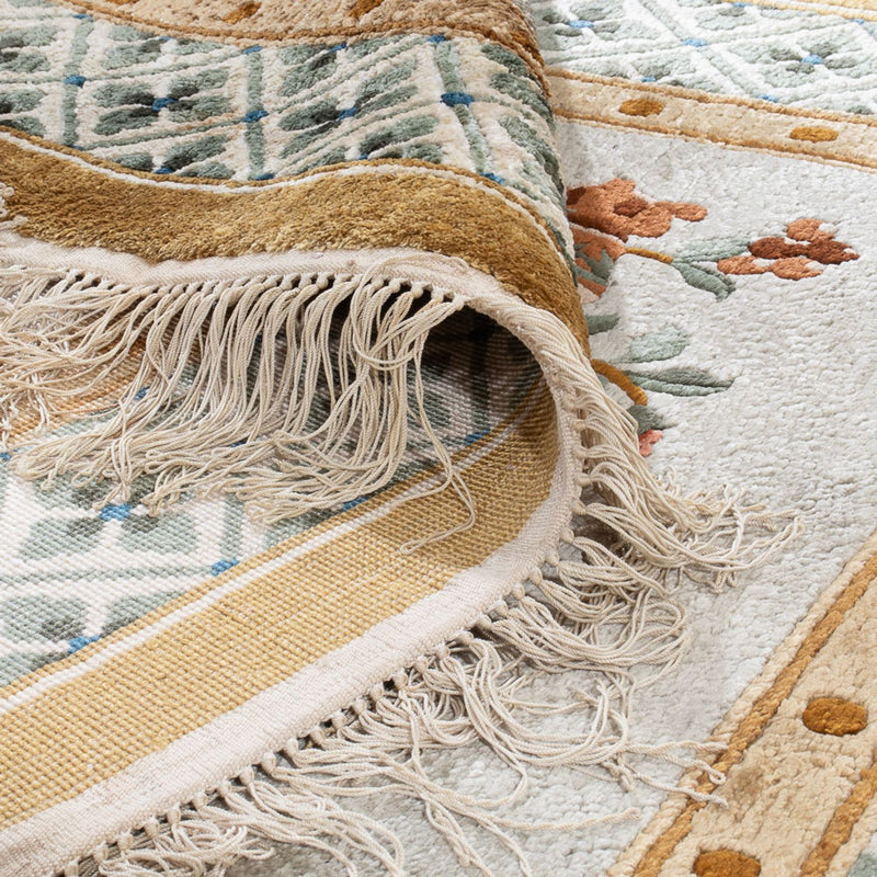 Alfombra de seda - Seda china - 154 x 93 cm - beige oscuro