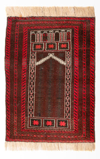Alfombra Belutsch - 147 x 97 cm - rojo oscuro